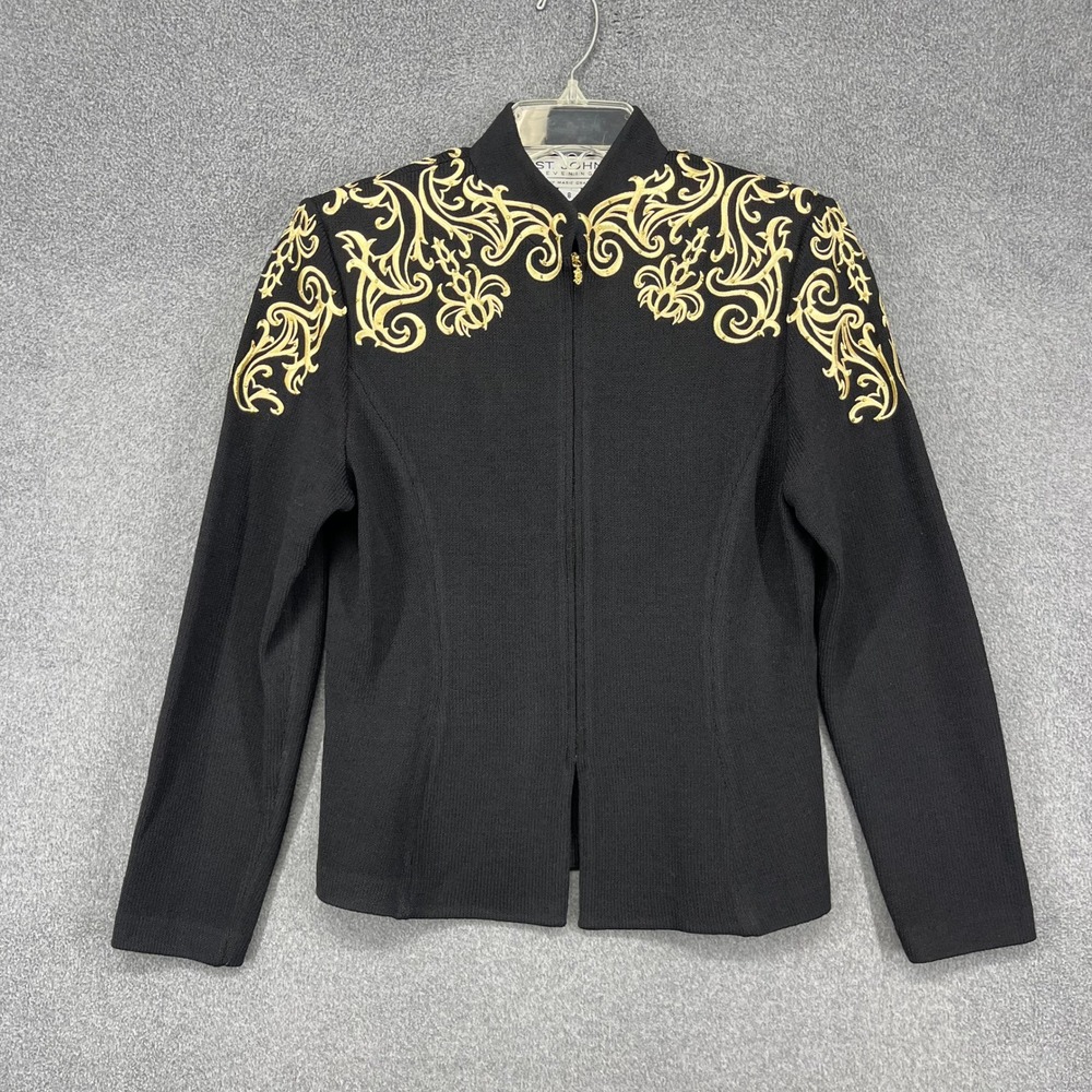 Vintage St John Evening by Marie Gray Jacket‎ Womens 8 Gold Embroidered Luxury